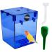 kathson Acrylic Bird Bath Box,Parrot Blue No-Leakage Bathtub for Cage Hanging Tube Shower Box Cage Accessory with Water Injector Birds Feeding Spoon for Small Pet Canary Lovebirds Budgies(3 Pcs)