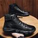 Italian High-top Martin Leather Boots | Black 10 | Waterproof Non-Slip Shock Absorption | Men's Business Casual Boot - Buy Online on GoSupps.com