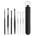7Pcs/Set Ear Pick Earwax Removal Kit Convenient Long Lifespan Wax Remover Portable Double-head Ear Pick Ear Cleansing Tool Set Ear Curette Ear Wax Remover Tool - Black