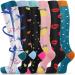 beister Compression Socks for Women & Men 15-20 mmHg Knee High Circulation Support Hose for Running Cycling Sports Multi-Colour-04 (6 Pairs) L-XL