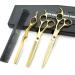 7.0 inch hair scissors set hair cutting scissors & thinning scissors with razor combs in 1 set gold