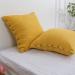 Simple&Opulence 100% Linen Euro Shams 26''x26'' - Pack of 2, Washed Solid Natural Flax, Mustard Yellow with Coconut Button - Buy Online on GoSupps.com
