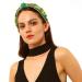QTMY Rhinestone Crystal Wide Headband Knot Turban - Green | Fashion Hair Accessory for Women & Girls - Buy Online on GoSupps.com