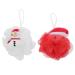 FRCOLOR Christmas Bath Loofahs Santa Snowman Shower Sponge Exfoliator Mesh Bath Sponges Ball Back Scrubber Kids Adults Body Loofahs