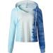 Women's Blue Tie Dye V-Neck Hoodie | Casual Gradient Sweatshirt | Drawstring, Size XL - Buy Online on GoSupps.com