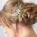 Green Beads Wedding Hair Clips | Gold Pearl Flowers Bride Barrettes - Buy Online on GoSupps.com