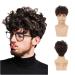 Swiking Men Brown Afro Wig Layered Short Fluffy Curly Synthetic Hair Halloween Party Cosplay Costume Full Wigs