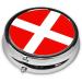 Buy Denmark Danish Flag Portable Metal Pill Box | Mini 3-Compartment Design for Travel | Perfect for Small Pills - Buy Online on GoSupps.com