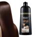 Povanjer Black hair color shampoo 500 ml plantbased black hair color shampoo for men and women fastacting hair color in minutes longlasting nonfading dark brown color