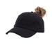 Eohak Ponytail Baseball Hat Distressed Retro Washed Womens Twill Black-1 Medium