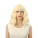 Faelbaty short blond wig with sea-through pony shoulder length women's wig short curly corrugated synthetic cosplay wig for girls costume wigs white gold color