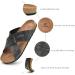 COFACE Men's Leather Flat Sandals - Fashion Cork Beach Slides with Arch Support in Grey - Size 7.5 - Buy Online on GoSupps.com