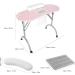 BYERZ BYERZ Pink Folding Manicure Table Professional Nail Art Station with Dust Collector and Hand Pillow - Buy Online on GoSupps.com