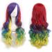 ColorfulPanda Long Wavy Curly Wigs for Women Synthetic Hair Wig Cosplay Wigs for Women Fancy Dress Costume Hallowen Party (Red Purple Blue Yellow) Red-Blue-Yellow