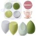 AUAUY 6 Pcs Makeup Sponges Blender Set 4 Pcs Professional Beauty Sponge Foundation Blending Blender with 1 Sponge Holder 1Powder Puff Multi-colored Makeup Sponges for Cream Liquid and Powder 4pcs-Green