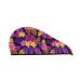 Hair Towel Wrap Hair Drying Towel with Button Towel Turban Head Towel to Dry Hair Quickly (Purple Flower)
