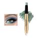 DAGEDA Eyeshadow Stick Dual End Shimmer Eyeshadow Stick Pearl Eyeshadow Pencil Crayon Waterproof Long-lasting Glitter Eye Shadow Cream Stick with Soft Brush for Eye Makeup (11# Green Shimmer)