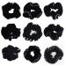 SUSULU 9pcs Hair Scrunchies for Women Velvet Fabric Elastic Hair Ties Bobbles Rhinestone Shiny Hair Accessories