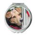 Mirror Compact Mirror Dog Hybrid Brown Portrait Dog Head Dog Look Fur pocket mirror portable mirror