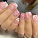 SINLOV Short Square Fake Nails Flower Glossy Press on False Nails Pink Nude French Full Cover False Nails for Women and Girls