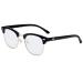 Kursan Blue Light Blocking Glasses for Women Men Semi-Rimless Frame Fake Nerd Eyeglasses Bright Black Gold 52 Millimeters
