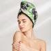 Panda Watercolor Green -Microfiber Hair Towel Super Absorbent Quick Dry Hair Turbans For Wet Hair Drying Hair Bonnet Cap For Curly Long Thick Hair Hair Towel Wrap With Button For Women Girls Kids