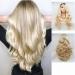 Lace front wig blonde ombre dark roots long corrugated 180 % density natural hairline 66 cm synthetic hair for women and girls for vacation festival cosplay wedding