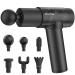 Maxfree Handheld Muscle Massage Gun Deep Tissue for Athletes, Percussion Electric Massagers for Neck, Back, Shoulder, Body Pain Relief, LCD Touch Screen with 6 Heads - Model EM-08(Black)