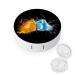 Fists And Cool Fire Ice Round Case For Contact Lens Kit Storage Box with Mirror Printed