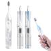 2Pcs Travel Toothbrushes Kit Fold Travel Size Toothbrushes Built-in Travel Toothpaste Container, Including 2 Cleaner Head Soft Bristles for Travel, Camping, School, Business Trip (Blue, White)