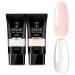ROSALIND Poligel for Nail Extension 60 ml x 2 Transparent & Soft Pink UV LED Quick Construction Poly Nail Gel for Beginners