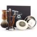 Haryali London 5 Piece Wooden Shaving Set Double Edge Safety Razor Pure Black Badger Hair Stand Bowl and Soap