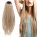 Front Lace Wig with Bangs Long Straight Blonde Hair Wig for Women Synthetic Heat Resistant Fiber Hair Wig 70cm