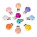 Bocotoer 44mm Multicolor Pacifier Clips Pacifier Clip Set Made of Wood and Iron Wooden Nipple Holder Clips Dummy Pack of 10