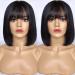 8 Inch Short Bob Human Hair Wig with Bangs | Non-Lace None Front | Brazilian Straight Machine Made Natural Color | For Black Women - Buy Online on GoSupps.com