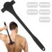 Back razor for men ergonomic back razor with a long silicone handle 2-in-1 multifunctional function-anti-slip massage tools with back scrubber for efficient body care black
