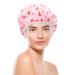FRCOLOR Girl Beanie Shower Cap - Reusable Floral Printed Spa Cap for Girls - Elastic Double Wrap Protector for Beauty Bonnet - Salon Bathing Cap for Women - Pink, 29x29cm - Buy Online on GoSupps.com
