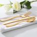 WDF 300 Piece Gold Plastic Silverware Set - Disposable Flatware for Thanksgiving - Includes 100 Forks, 100 Spoons, 100 Knives - Elegant Gold Plastic Cutlery - Buy Online on GoSupps.com