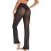 Verdusa Women's Rhinestone Mesh Rave Pants - High Waist Flared Bell Dance Bottom in Black - Size Large - Buy Online on GoSupps.com