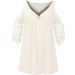 Floral Cold Shoulder Plus Size Top | Sexy Deep V Neck Blouse | Beige XL - Buy Online on GoSupps.com