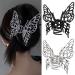 2 Pack Butterfly Metal Large Hair Claw Clips for Women Retro Black Sliver Hair Jaw Clips for Thick Strong Hair Grab Liquid Alloy Fashion Butterfly Hair Accessories for Girls (2 Pack)