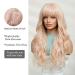 Oefei Long Light Pink Blonde Wig - Natural Wavy Synthetic Hair Heat-Resistant Ideal for Daily Wear Parties & Cosplay - Buy Online on GoSupps.com
