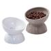 Ceramic Raised Cat Bowls, Tilted Elevated Cat Food and Water Bowls Set, Porcelain Stress Free Pet Feeder Bowl Dish for Cats and Small Dogs, Dishwasher & Microwave Safe - Set of 2 White+Grey
