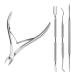 Giantree 4Pcs Nail Care Kit Cuticle Trimmer with Cuticle Pusher Durable Dead Skin Clipper Professional Manicure Tools for Fingernails and Toenails