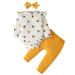 Koonde Baby Girl Clothes Newborn to 24 Months 3-piece Baby Girl Outfits Romper Trouser & Headband 0-3 Months Cream Heart + Yellow