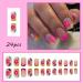 24PCS Medium Square French False Nails with Floral Designs - Nude Pink Acrylic Nail Tips for Women - Glossy Full Cover Press on Nails - Buy Online on GoSupps.com