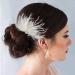 Latious Wedding Bride Flapper Feather Hair Comb White Crystal Bridal 1920s Hair Clip Fascinator Hair Accessories Prom Gatsby Hair Jewelry for Women and Girls
