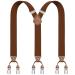 Dresime Hoster Men's H se Barrows for Pants with 6 strong metal clips Y-back adjustable braces braces Heavy duty elastic men's braces a-brown