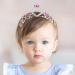 SWEETV Baby Girls 1st Birthday Tiara Headband  Pink Infant First Birthday Crown Party Hat  Rhinestone Princess Hairband for Kids