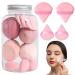 12 Make Up Sponges Blending Makeup Sponge Set - Latex-Free Beauty Sponge Wet & Dry Use Powder Puff Soft And Elastic Powder Puff For Women Girlfriend Mother Wife Pink